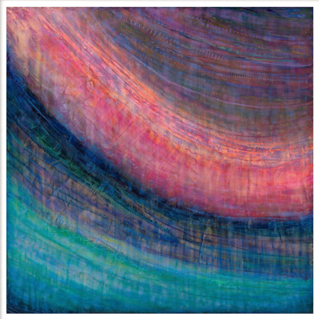 Giclee print of abstract ocean artwork with indigo, violet, and turquoise.