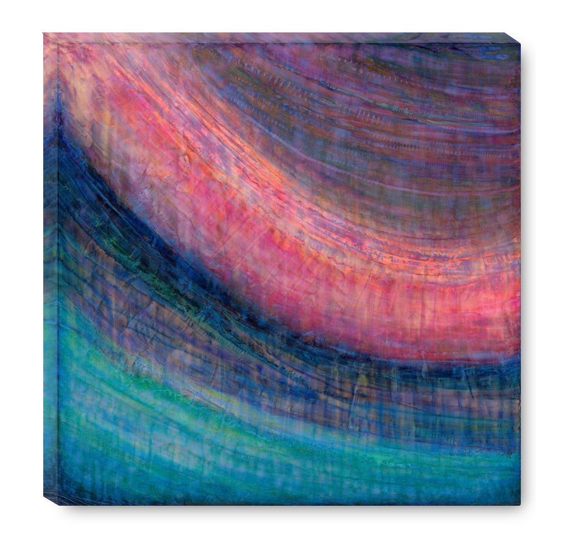 Ocean-inspired abstract canvas print with indigo, turquoise, and violet - modern wall art.